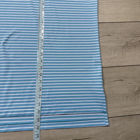 Peter Millar Summer Comfort Polo Shirt Blue White Stripe Large Stretch Golf Club - Picture 6 of 9